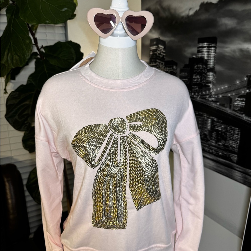 Philosophy Pink Sweatshirt with Rhinestone Bow